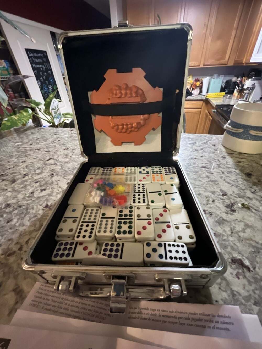 Pavilion Mexican Train Domino Game Double 12 in Aluminum Case